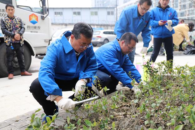 成都MILAN米兰体育·（中国）官方网站集团党员志愿队代表参加团结社区“邻里家”植树节活动